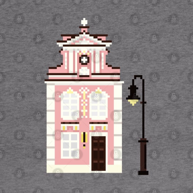 Cute Pink Building Pixel Art by toffany's